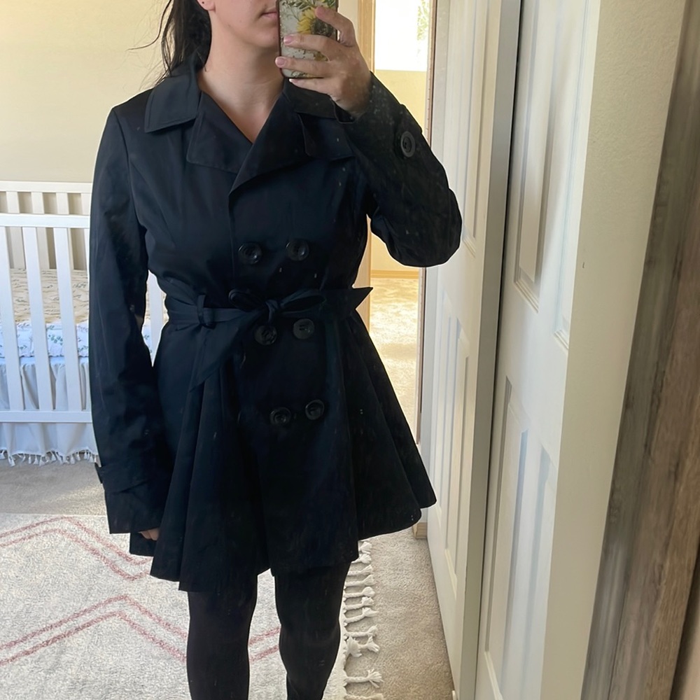 Black Rivet Wilson’s Leather Trench Coat Size Large